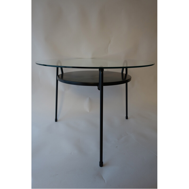 Coffee table model 535 in black lacquered steel and glass, Wim RIETVELD - 1950s