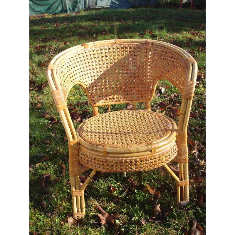 Set of 2 vintage chairs in rattan and wicker