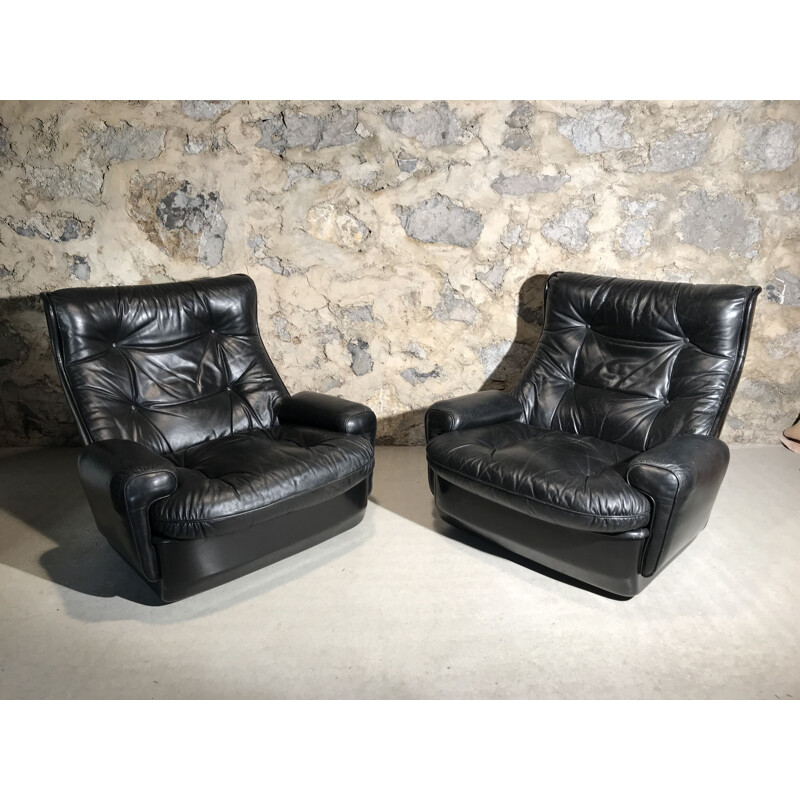 Set of 2 vintage armchairs Orchidée by Michel Cadestin