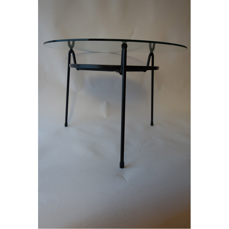 Coffee table model 535 in black lacquered steel and glass, Wim RIETVELD - 1950s