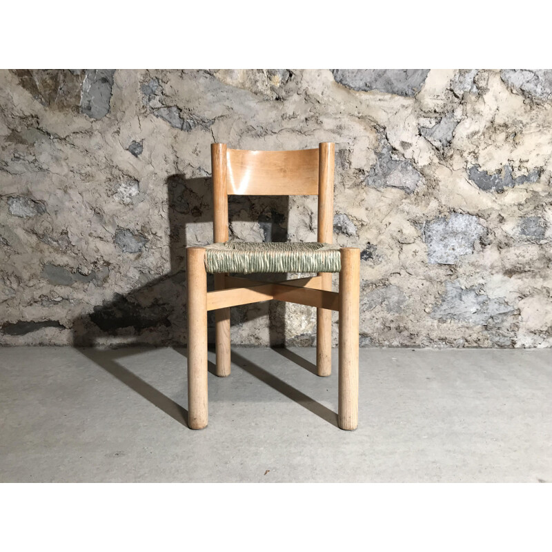 Vintage Méribel chair in rattan by Charlotte Perriand