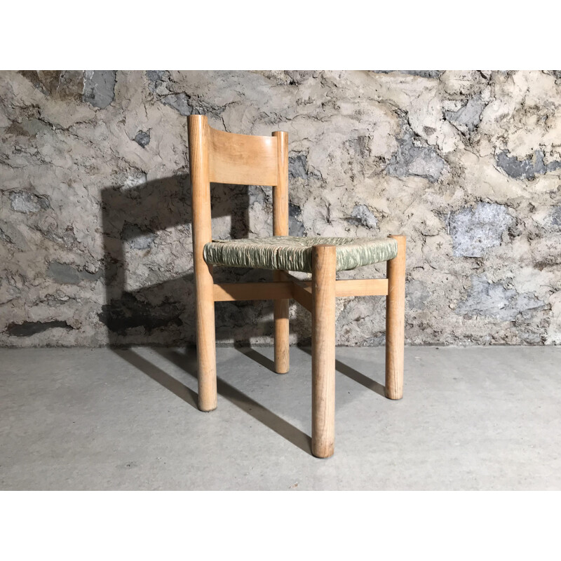 Chaise vintage Méribel par Charlotte Perriand en rotin