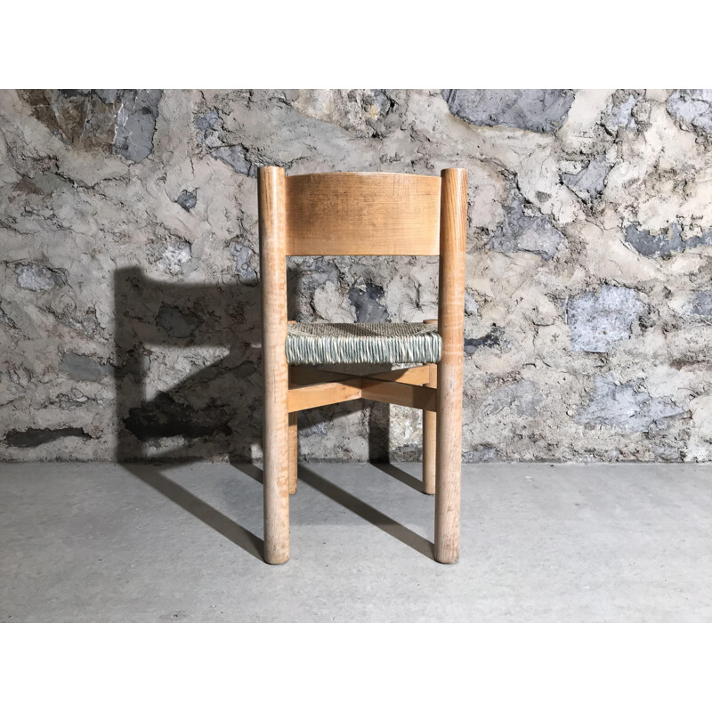 Chaise vintage Méribel par Charlotte Perriand en rotin