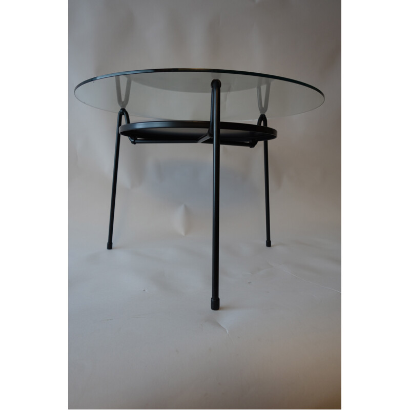 Table basse modèle 535 en acier laqué noir et verre, Wim RIETVELD - 1950