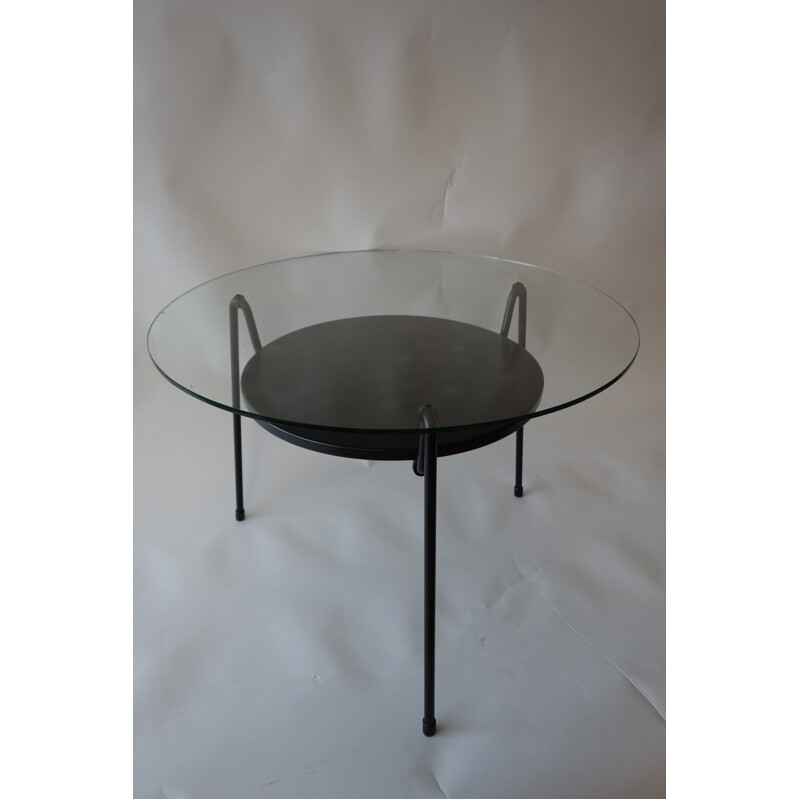Coffee table model 535 in black lacquered steel and glass, Wim RIETVELD - 1950s