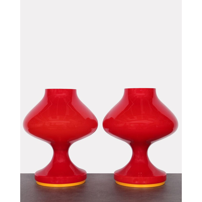 Set of 2 vintage red glass by Stepan Tabery