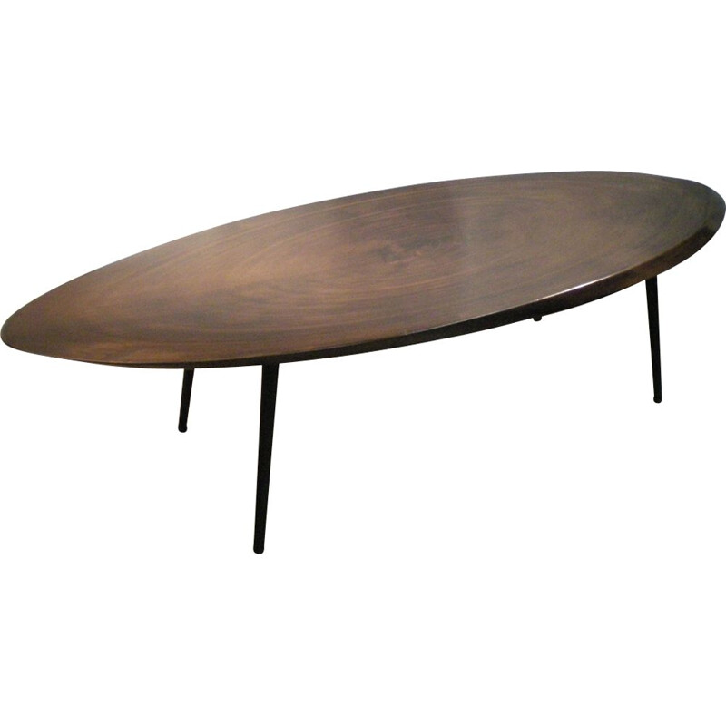 Table basse vintage ovale en bois massif