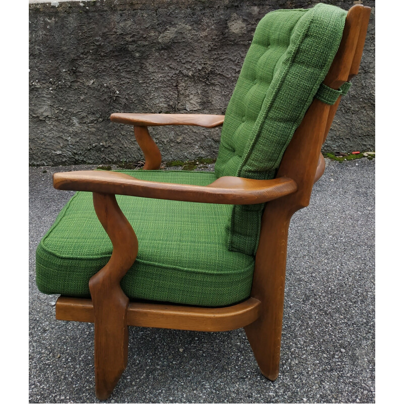 Vintage green armchair "Grand repos" by Guillerme & Chambron