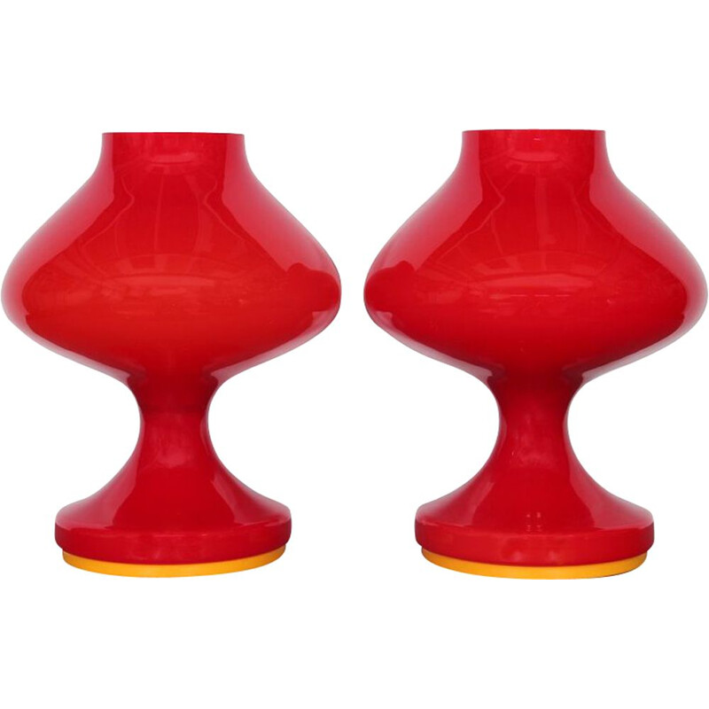 Set of 2 vintage red glass by Stepan Tabery