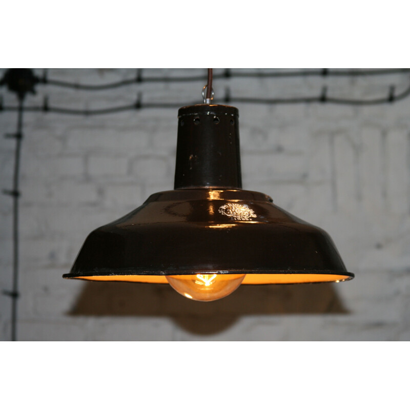 Vintage brown pendant lamp in steel