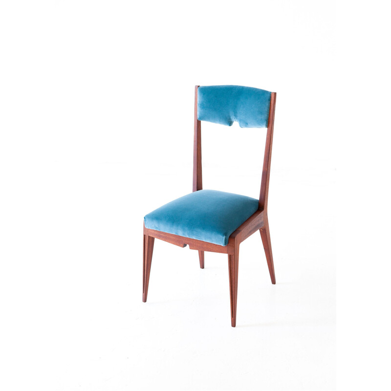 Suite de 6 chaises italiennes en velours bleu