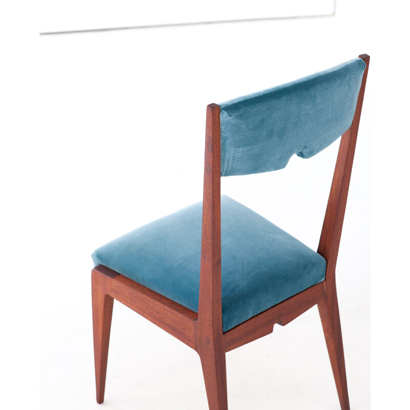 Suite de 6 chaises italiennes en velours bleu