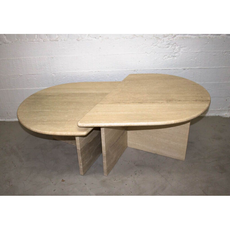 Table modulable vintage en travertin