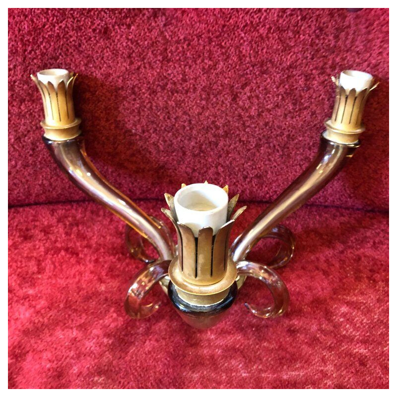 Pair of vintage gold Murano glass sconces