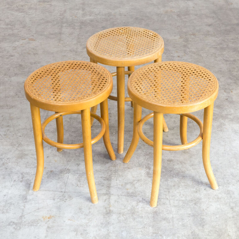 Set of 3 stools in maplewood by Thonet