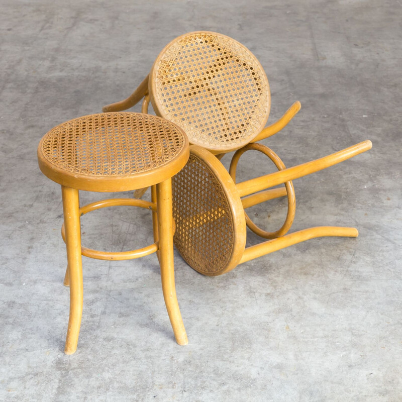 Set of 3 stools in maplewood by Thonet