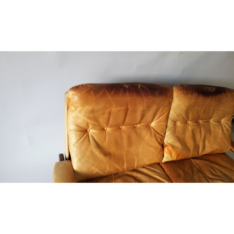 Vintage King sofa in leather by André Vandenbeuck for Strässle