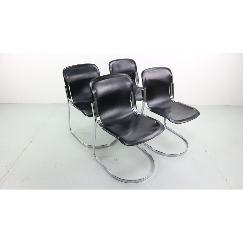 Set of 4 vintage Italian dining chairs by Cidue