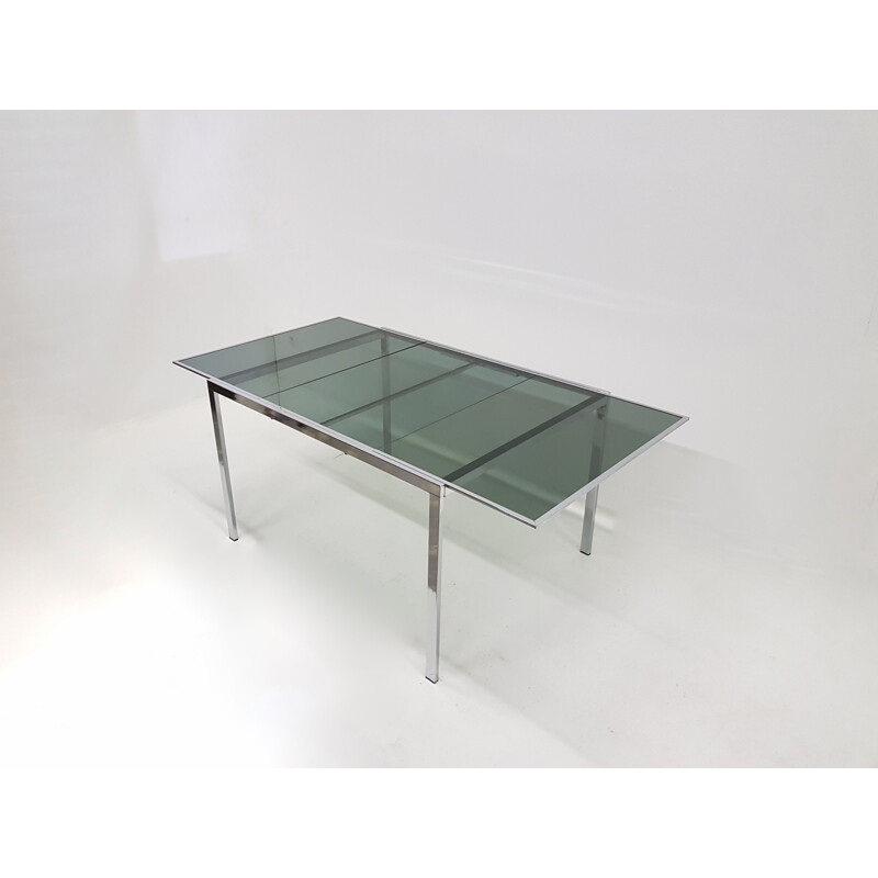 Vintage extendable dining table in chrome by Milo Baughman