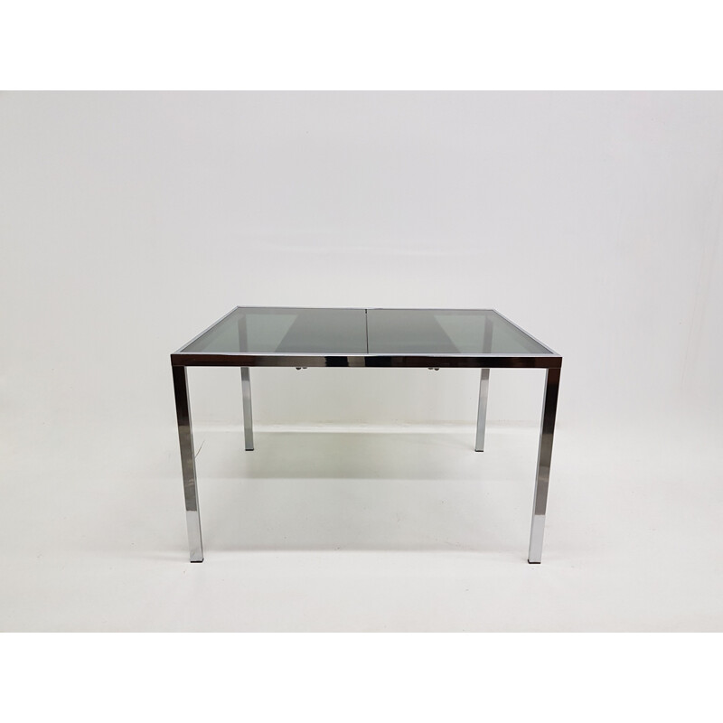 Vintage extendable dining table in chrome by Milo Baughman