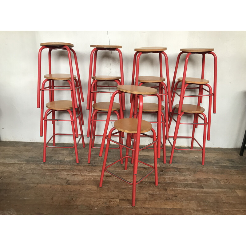 Set of 14 vintage industrial stools