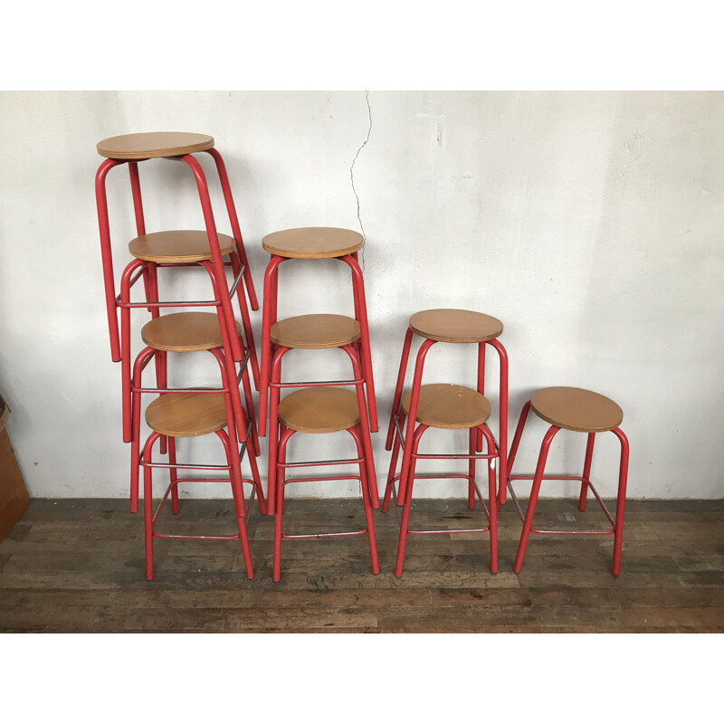 Set of 14 vintage industrial stools