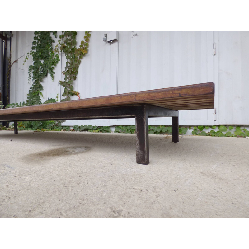 Vintage Cansado bench by Charlotte Perriand in mahogany