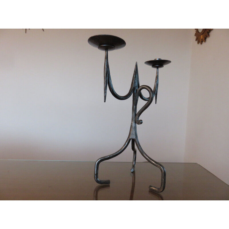 Vintage brutalist candleholder in iron