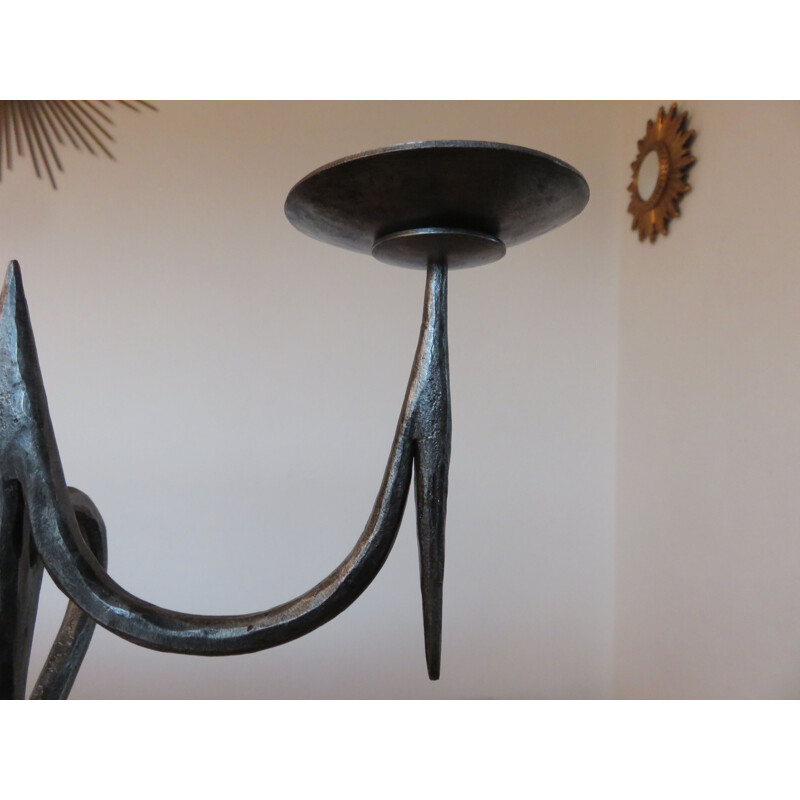 Vintage brutalist candleholder in iron