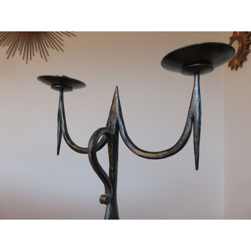 Vintage brutalist candleholder in iron