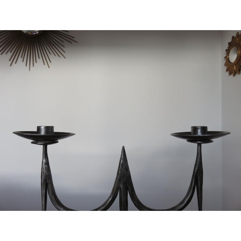 Vintage brutalist candleholder in iron