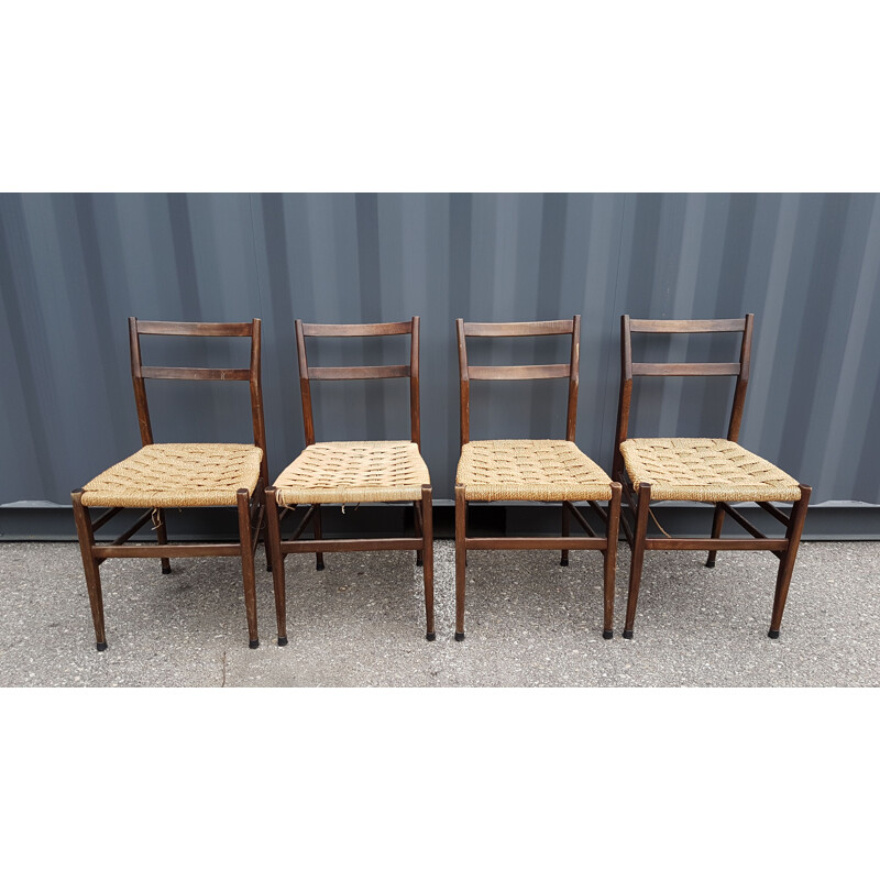 Set of 4 vintage chairs "Leggera" by Gio Ponti 1951