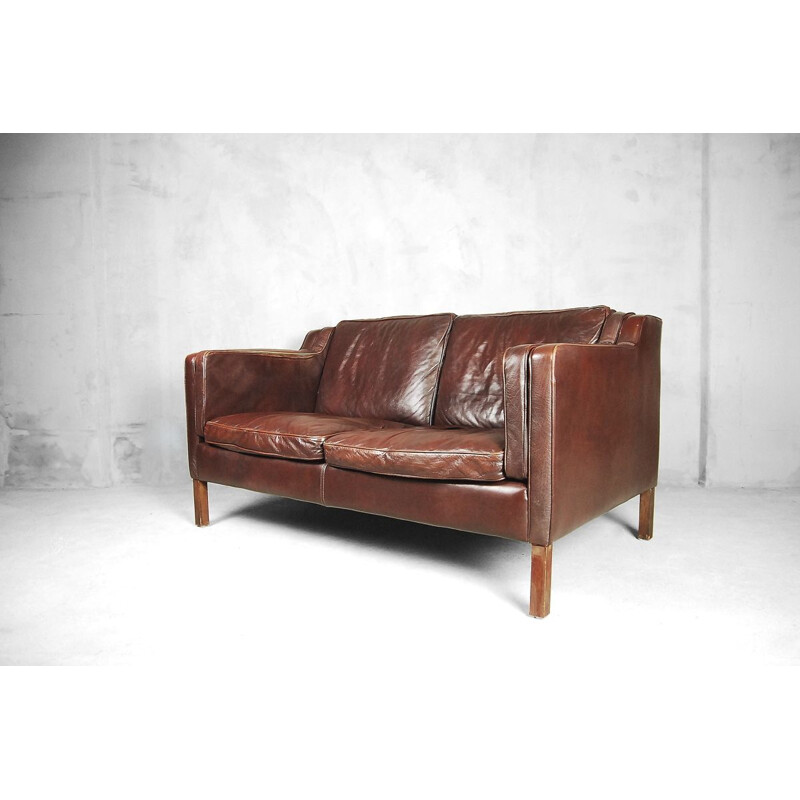 Vintage 2-seater sofa in brown leather