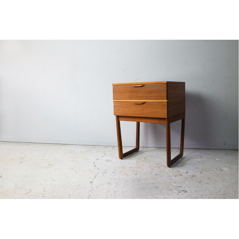 Vintage bedside chest of drawers in teak