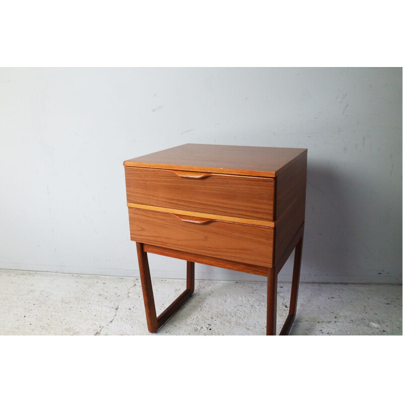 Vintage bedside chest of drawers in teak