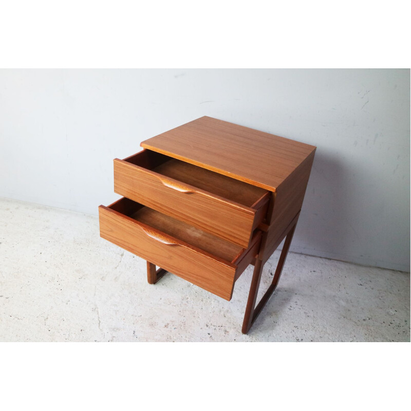 Vintage bedside chest of drawers in teak