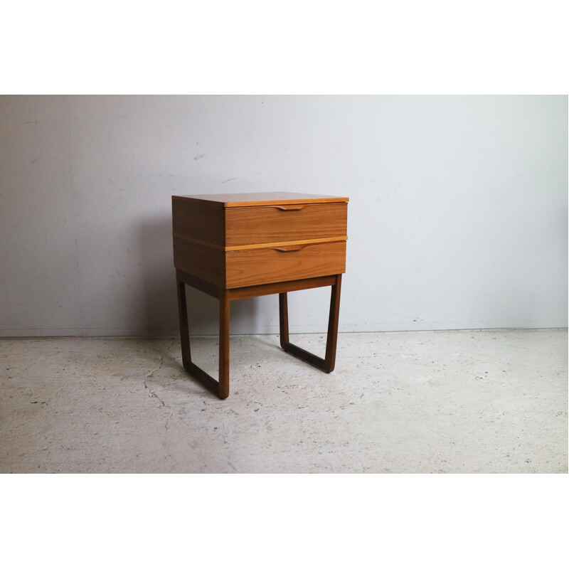 Vintage bedside chest of drawers in teak