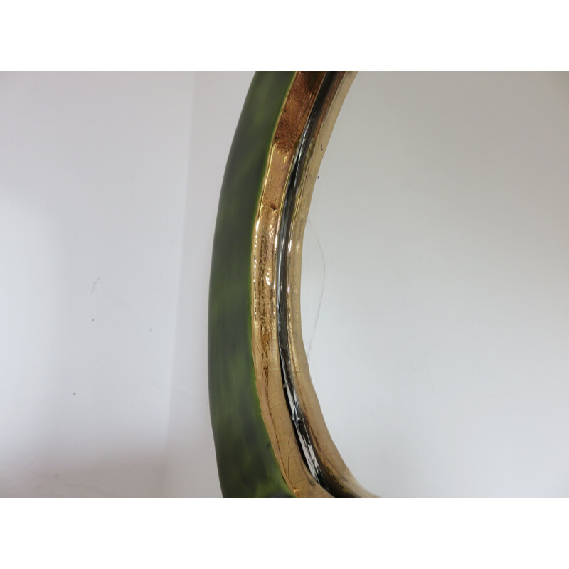 Vintage ceramic mirror by François Lembo