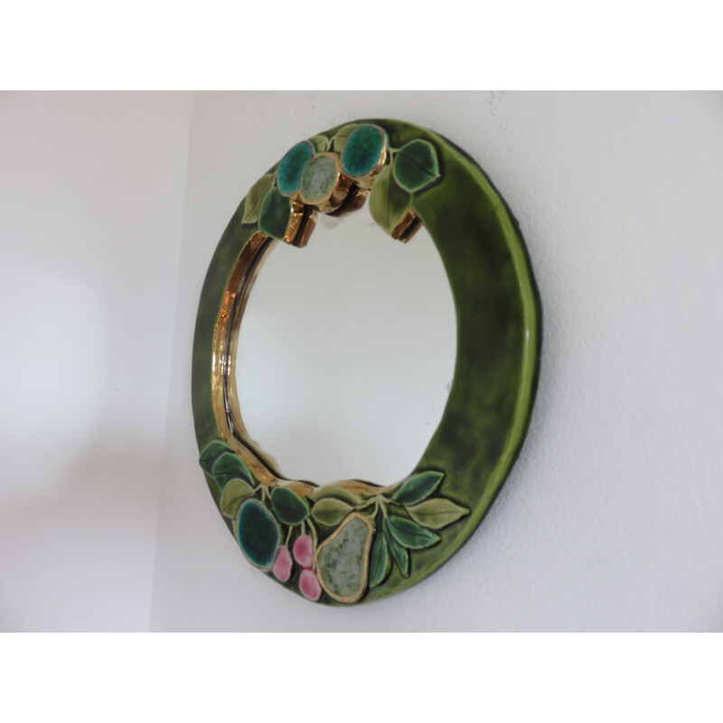 Vintage ceramic mirror by François Lembo