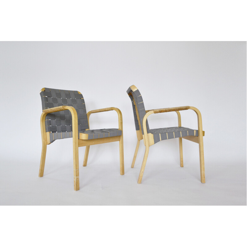 Pair of grey armchairs by Alvar Aalto for Artek