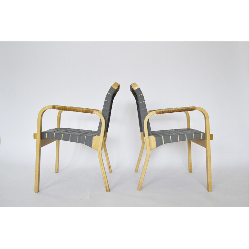 Pair of grey armchairs by Alvar Aalto for Artek