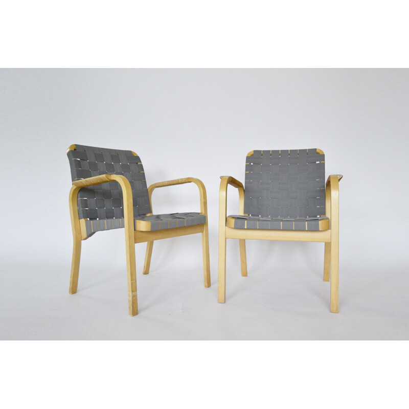 Pair of grey armchairs by Alvar Aalto for Artek