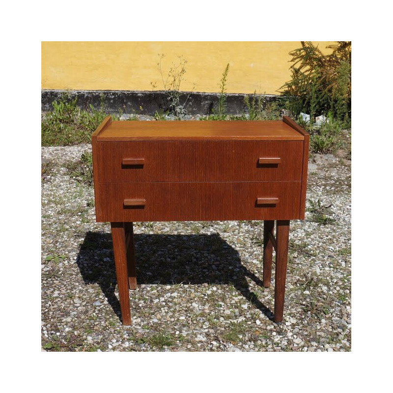 Vintage chest of 2 drawers in teak