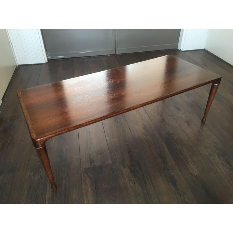 Table basse vintage scandinave en bois et métal
