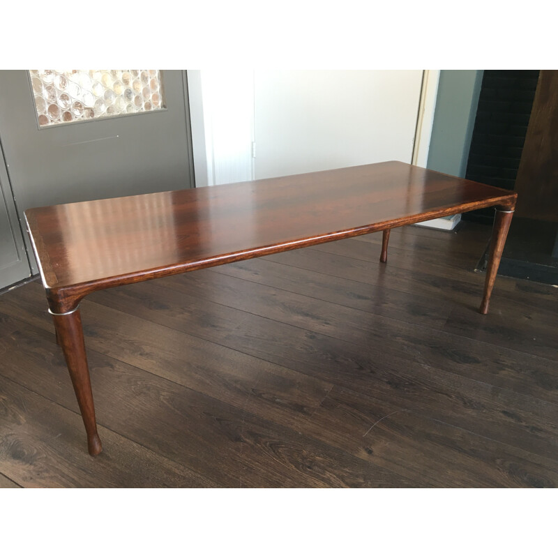 Table basse vintage scandinave en bois et métal