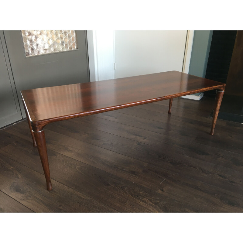 Vintage Scandinavian coffee table in wood and metal