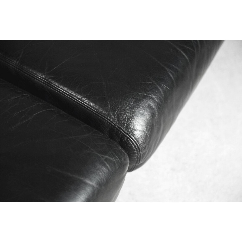 Vintage 2-seater sofa in leather by Pethrus Lindlöf for Lindlöfs Möbler