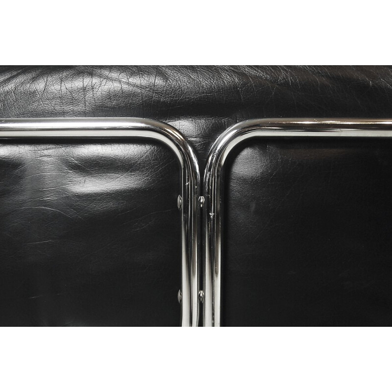 Vintage 2-seater sofa in leather by Pethrus Lindlöf for Lindlöfs Möbler