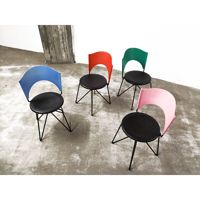 Set of 4 vintage chairs "Sofia" by Carlo Bartoli for Bonaldo