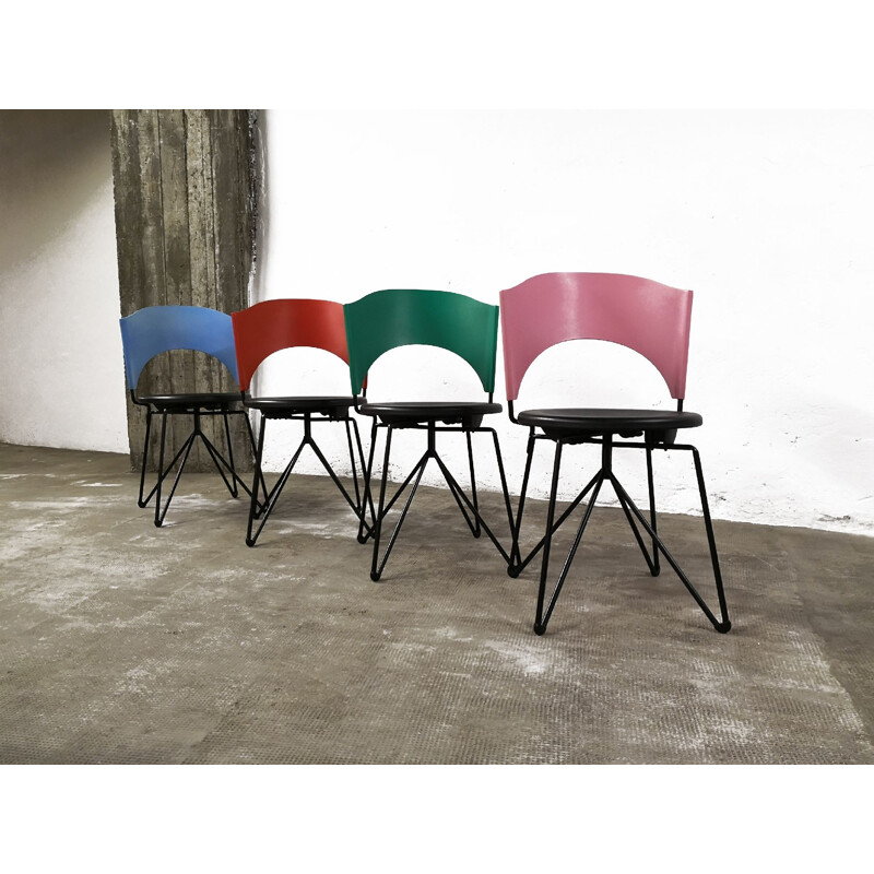 Set of 4 vintage chairs "Sofia" by Carlo Bartoli for Bonaldo